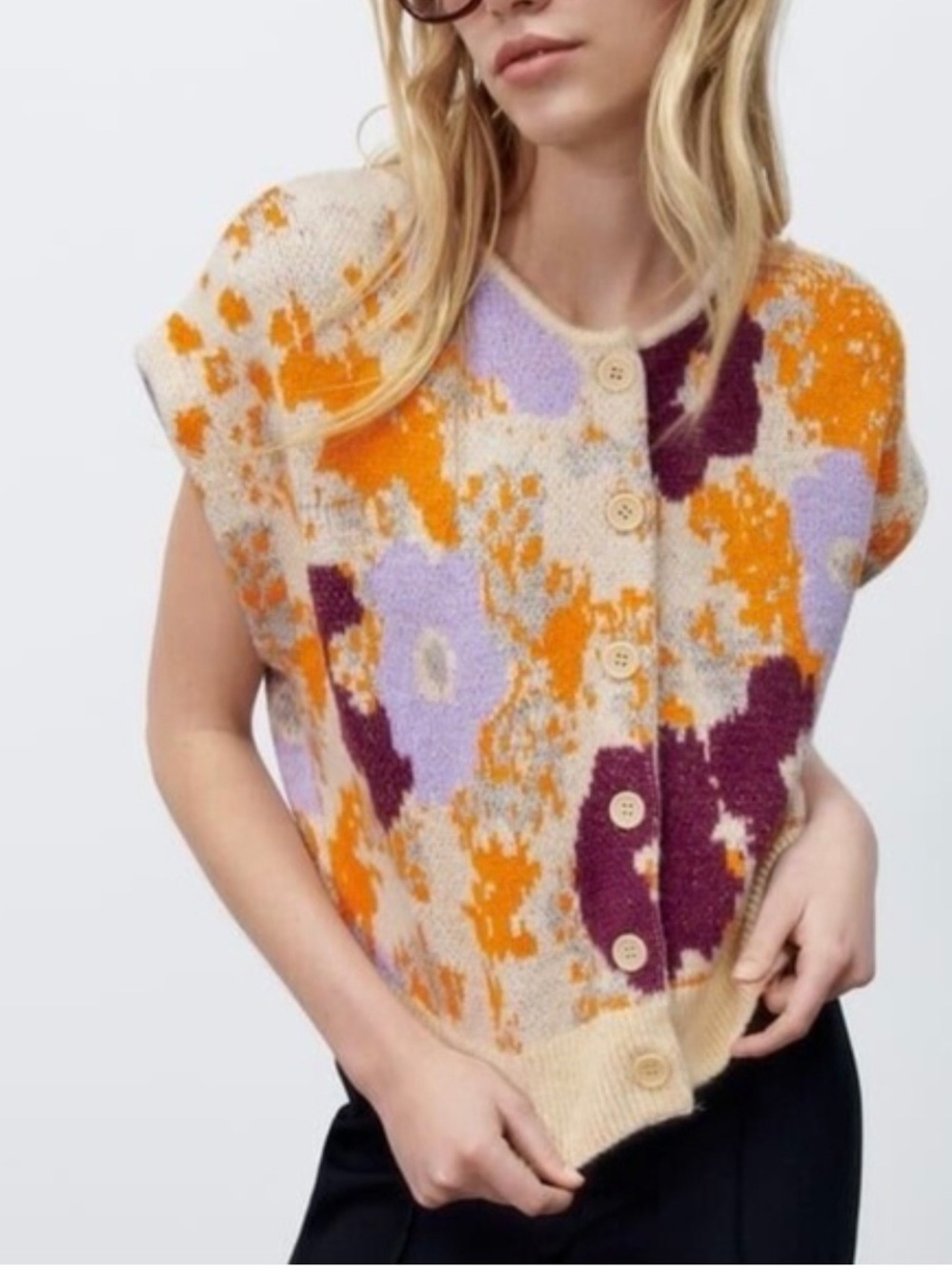 Zara jacquard multicolored body cardigan